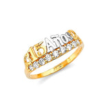 White CZ Ladies Ring in 14K Two-Tone Gold