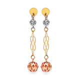 Drop Earrings in 14K Tri-Color Gold and Butterfly Backing