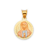 Virgin Mary Ladies Pendant in 14K Tri-Color Gold