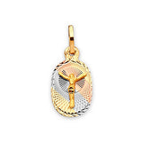 Jesucristo Ladies Pendant in 14K Tri-Color Gold