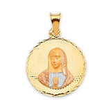 Virgin Mary Ladies Pendant in 14K Tri-Color Gold