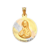 Virgin Mary Ladies Pendant in 14K Tri-Color Gold
