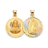 Guadalupe Double-Sided Pendant in 14K Tri-Color Gold