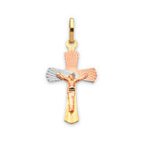 Crucifix Pendant in 14K Tri-Color Gold