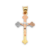 Crucifix Pendant in 14K Tri-Color Gold