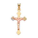 Crucifix Pendant in 14K Tri-Color Gold