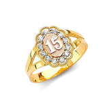 White CZ Ladies Ring in 14K Two-Tone Gold