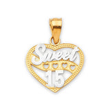 Heart Quinceañera Pendant in 14K Two-Tone Gold