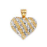 Heart Ladies Pendant in 14K Two-Tone Gold