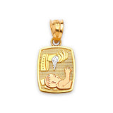 Baptism Kids Pendant in 14K Tri-Color Gold