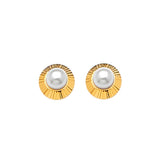 Stud Earrings with Pearl in 14K Gold and Butterfly Backing