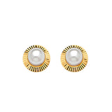 Stud Earrings with Pearl in 14K Gold with Butterfly backing