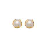 Stud Earrings with Pearl in 14K Gold and Butterfly Backing