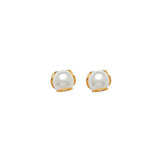 Stud Earrings with Pearl in 14K Gold and Screw Backing