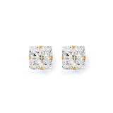 Solitaire Stud Earrings with White CZ in 14K Gold and Butterfly Backing