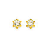 Stud Earrings with White CZ in 14K Gold and Butterfly Backing