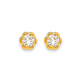 Stud Earrings with White CZ in 14K Gold and Butterfly Backing