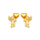Cupid Stud Earrings in 14K Gold and Butterfly Backing