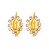 Guadalupe Dangling Earrings with White CZ in 14K Gold