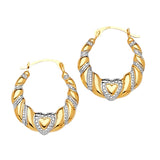 Heart Scallop Hoop Earrings in 14K Two-Tone Gold