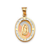 White CZ Guadalupe Pendant in 14K Tri-Color Gold