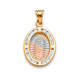 White CZ Guadalupe Pendant in 14K Tri-Color Gold