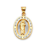 White CZ Saints Pendant in 14K Gold