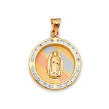 White CZ Guadalupe Pendant in 14K Tri-Color Gold