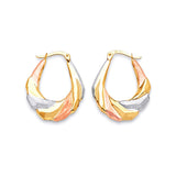 Scallop Hoop Earrings in 14K Tri-Color Gold