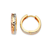 Huggie Earrings in 14K Tri-Color Gold