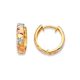Huggie Earrings in 14K Tri-Color Gold