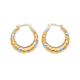 Scallop Hoop Earrings in 14K Tri-Color Gold