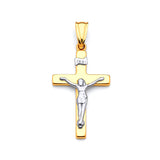 Crucifix Pendant in 14K Two-Tone Gold