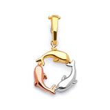 Dolphin Ladies Pendant in 14K Tri-Color Gold