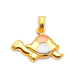 Turtle Ladies Pendant in 14K Tri-Color Gold