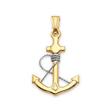 Anchor Mens Pendant in 14K Two-Tone Gold