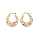 Scallop Hoop Earrings in 14K Tri-Color Gold