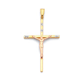 Crucifix Pendant in 14K Tri-Color Gold