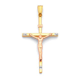 Crucifix Pendant in 14K Tri-Color Gold