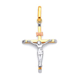 Crucifix Pendant in 14K Tri-Color Gold