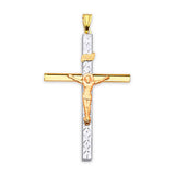 Crucifix Pendant in 14K Two-Tone Gold