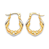 Scallop Hoop Earrings in 14K Tri-Color Gold