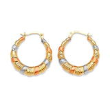Scallop Hoop Earrings in 14K Tri-Color Gold
