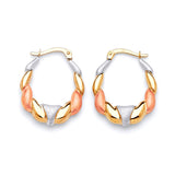 Scallop Hoop Earrings in 14K Tri-Color Gold