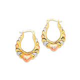 Heart Scallop Hoop Earrings in 14K Tri-Color Gold