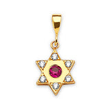 Red & White CZ Symbols Pendant in 14K Gold