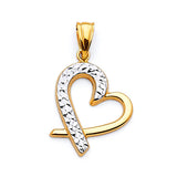 Heart Ladies Pendant in 14K Two-Tone Gold