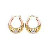 Scallop Hoop Earrings in 14K Tri-Color Gold