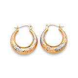 Scallop Hoop Earrings in 14K Tri-Color Gold