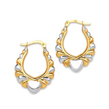 Heart Scallop Hoop Earrings in 14K Two-Tone Gold